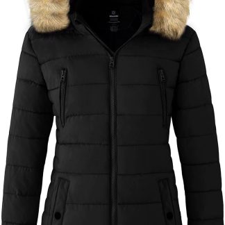 Warm Winter Coat Heavy Puffer Jacket Faux Fur Hood image 1